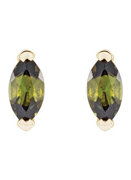 14K Yellow Gold Natural Green Tourmaline Earrings