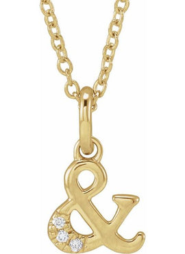 14K Yellow Gold .01 CTW Natural Diamond Ampersand 16-18
