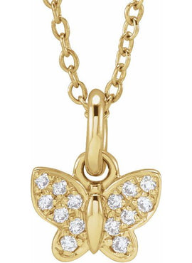 14K Yellow Gold .06 CTW Natural Diamond Youth Butterfly 15