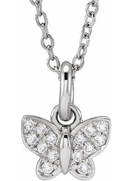 14K Yellow Gold .06 CTW Natural Diamond Youth Butterfly 15