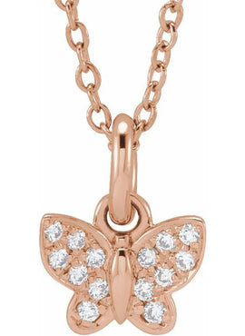 14K Yellow Gold .06 CTW Natural Diamond Youth Butterfly 15