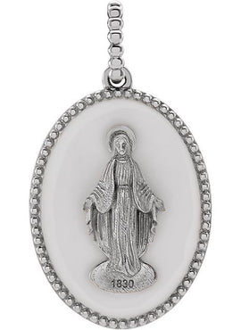 14K Yellow Gold Black Enamel Miraculous Medal Pendant