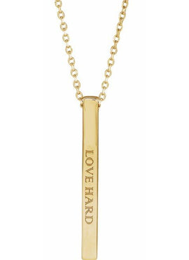 14K Yellow Gold Engravable Four-Sided Bar Pendant