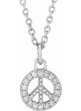 14K Yellow Gold .08 CTW Natural Diamond Peace 16-18
