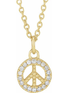 14K Yellow Gold .08 CTW Natural Diamond Peace 16-18