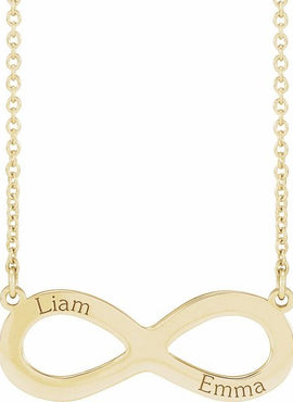 14K Yellow Gold Engravable Infinity Family 18