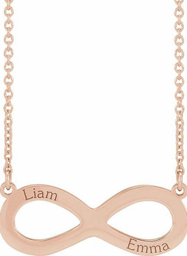 14K Yellow Gold Engravable Infinity Family 18