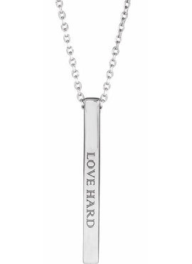 14K Yellow Gold Engravable Four-Sided Bar Pendant