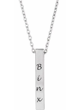 14K Yellow Gold Engravable Four-Sided Bar Pendant