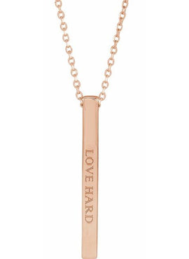14K Yellow Gold Engravable Four-Sided Bar Pendant