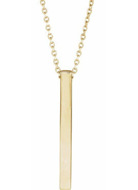 14K Yellow Gold Engravable Four-Sided Bar Pendant