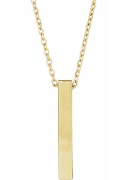 14K Yellow Gold Engravable Four-Sided Bar Pendant