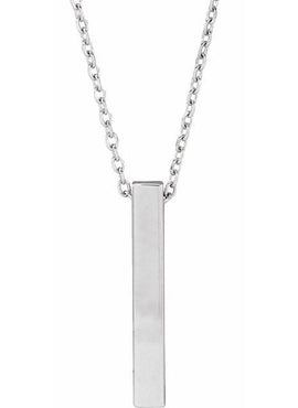 14K Yellow Gold Engravable Four-Sided Bar Pendant