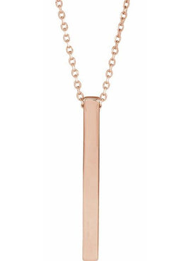 14K Yellow Gold Engravable Four-Sided Bar Pendant