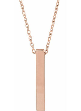 14K Yellow Gold Engravable Four-Sided Bar Pendant