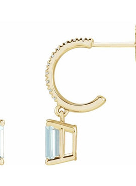 14K White Gold Natural Sky Blue Topaz & .08 CTW Natural Diamond French-Set Hoop Earrings