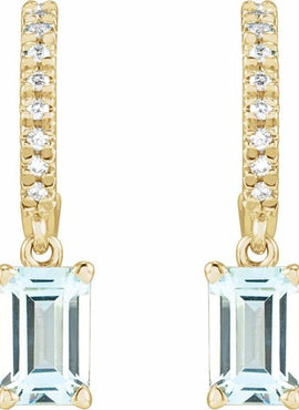 14K White Gold Natural Sky Blue Topaz & .08 CTW Natural Diamond French-Set Hoop Earrings