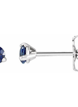 14K White Gold 3 mm Natural Blue Sapphire Earrings