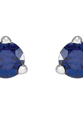 14K White Gold 3 mm Natural Blue Sapphire Earrings