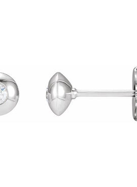 Platinum .06 CTW Natural Diamond Domed Bezel-Set Earrings