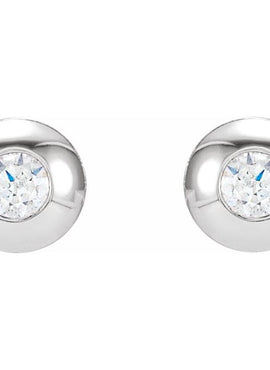 Platinum .06 CTW Natural Diamond Domed Bezel-Set Earrings