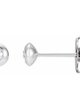 Platinum .06 CTW Natural Diamond Domed Bezel-Set Earrings