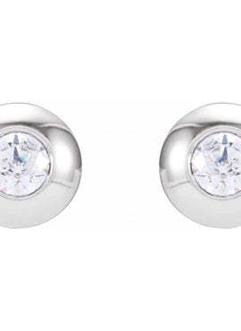 Platinum .06 CTW Natural Diamond Domed Bezel-Set Earrings