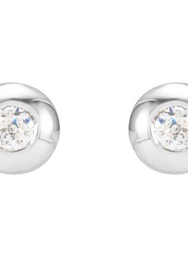 Platinum .06 CTW Natural Diamond Domed Bezel-Set Earrings