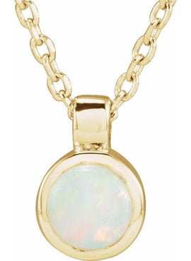 14K White Gold Natural White Opal Bezel-Set 16-18