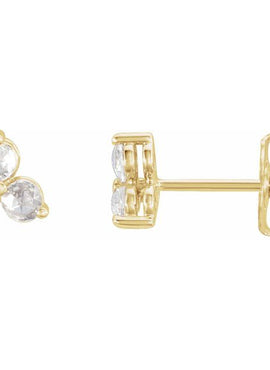 14K Rose Gold .05 CTW Rose-Cut Natural Diamond Three-Stone Earrings