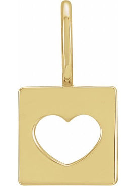 Platinum Pierced Heart Charm/Pendant