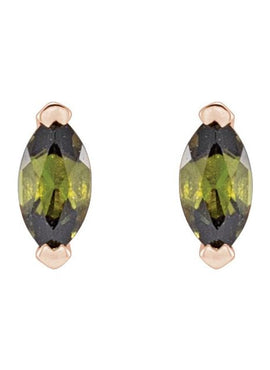 14K Yellow Gold Natural Green Tourmaline Earrings