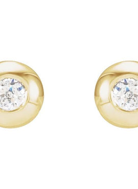 Platinum .06 CTW Natural Diamond Domed Bezel-Set Earrings