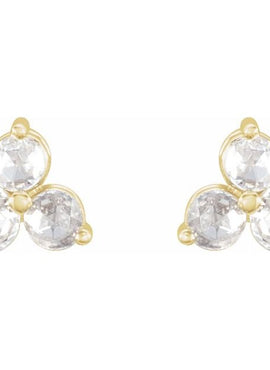 14K Rose Gold .05 CTW Rose-Cut Natural Diamond Three-Stone Earrings
