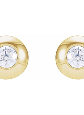 Platinum .06 CTW Natural Diamond Domed Bezel-Set Earrings