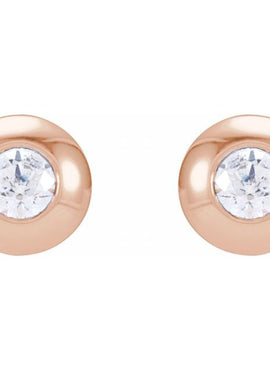 Platinum .06 CTW Natural Diamond Domed Bezel-Set Earrings