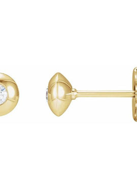 Platinum .06 CTW Natural Diamond Domed Bezel-Set Earrings