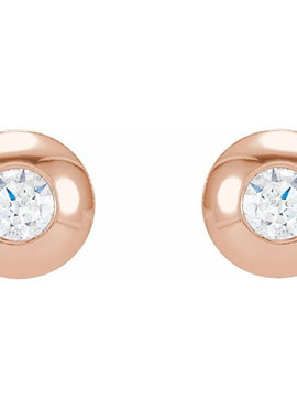 Platinum .06 CTW Natural Diamond Domed Bezel-Set Earrings