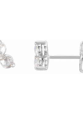 14K Rose Gold .05 CTW Rose-Cut Natural Diamond Three-Stone Earrings
