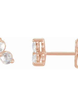 14K Rose Gold .05 CTW Rose-Cut Natural Diamond Three-Stone Earrings