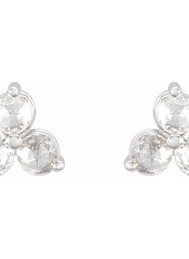 14K Rose Gold .05 CTW Rose-Cut Natural Diamond Three-Stone Earrings