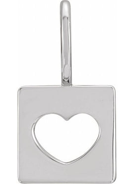 Platinum Pierced Heart Charm/Pendant
