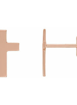 14K Rose Gold 10x6 mm Cross Earrings