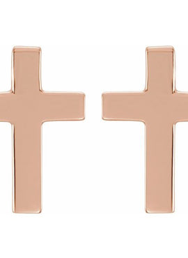 14K Rose Gold 10x6 mm Cross Earrings