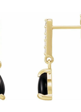 Platinum Natural Black Onyx & .08 CTW Natural Diamond Earrings