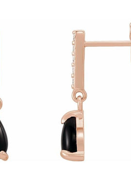 Platinum Natural Black Onyx & .08 CTW Natural Diamond Earrings