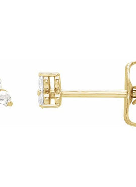 14K Rose Gold .05 CTW Rose-Cut Natural Diamond Three-Stone Earrings