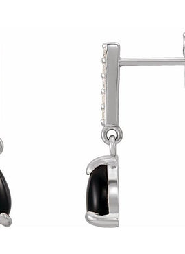 Platinum Natural Black Onyx & .08 CTW Natural Diamond Earrings