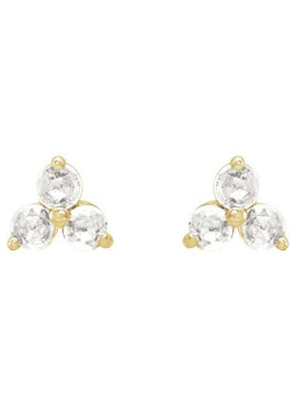 14K Rose Gold .05 CTW Rose-Cut Natural Diamond Three-Stone Earrings