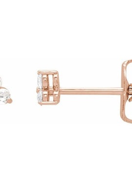 14K Rose Gold .05 CTW Rose-Cut Natural Diamond Three-Stone Earrings